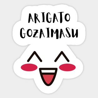 Funny ARIGATO GOZAIMASU Thank you Cute Anime Face Sticker